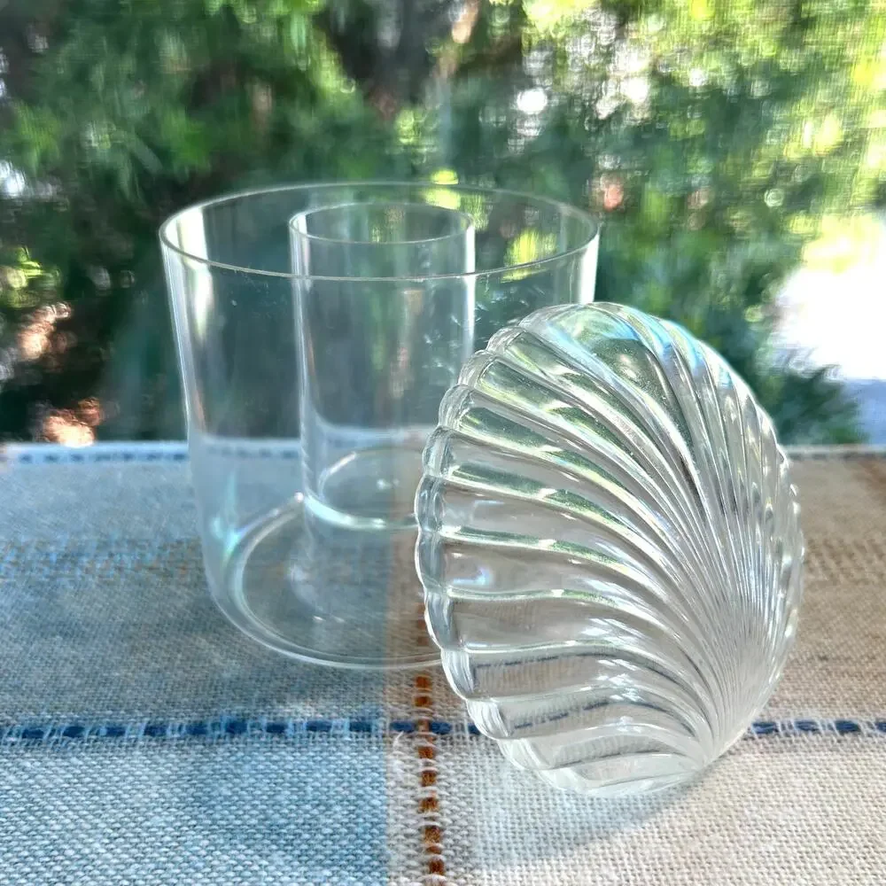 Vintage Lucite Vanity Jar with Seashell Lid – Acrylic Powder Jar Storage